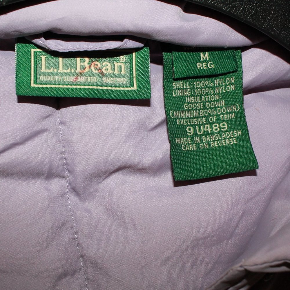 LL Bean Light Purple Goose Down Full Zip Puffer Winter Jacket Size M - Picture 5 of 9